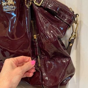 Coach Madison Lindsey patent leather bag in burgundy